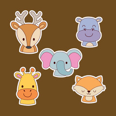 set of funny animals