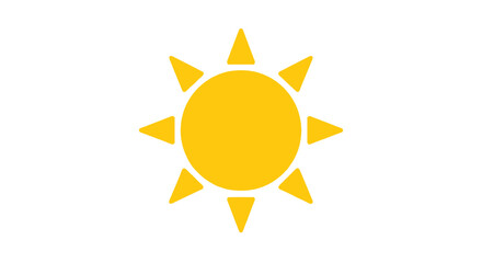 Simple radiant sunshine symbol on white backdrop creates summer warmth feeling