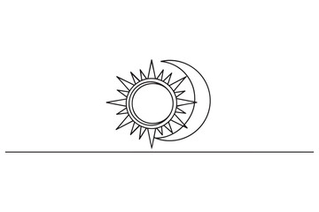 sun and moon icon illustration isolated vector sign symbol. one line Icon drawing with white background