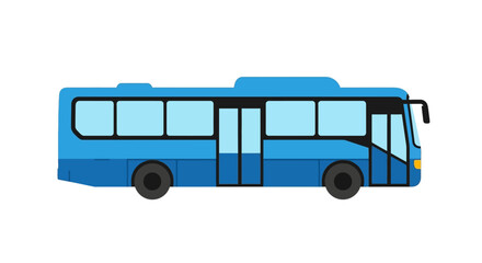 Stylized depiction of a blue bus ready for urban or rural adventures on the road