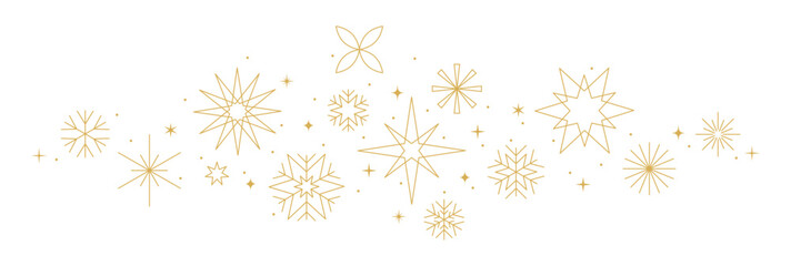 Gold Snowflake, Star, and Fireworks Border (Christmas Decor)