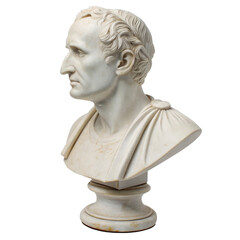 Obraz premium A white marble bust of a Roman leader isolated on transparent background