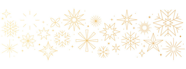Gold Christmas Decorations Border (Holidays Banner, Stars)