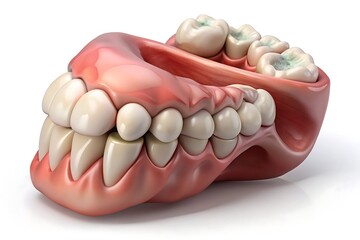 Impaction of Wisdom tooth. Dental 3D illustration. 3d render of wisdom mesial impaction with pericoronitis