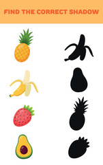 Find the right shadow. Educational games for children. Vector illustration