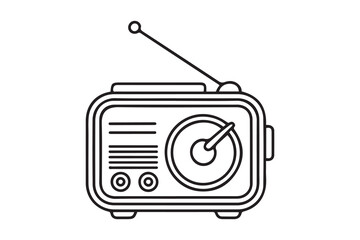 outline radio icons. one line Icon drawing with white background