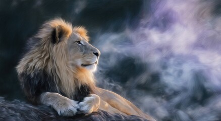Obraz premium Resting lion portrait