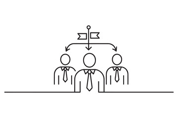 Delegation stroke icon in black. one line Icon drawing with white background