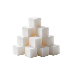Stacked sugar cubes form a small pyramid on a black background