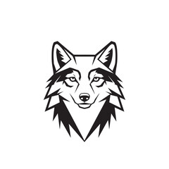 Fototapeta premium Fierce Black and White Wolf Head Emblem with Sharp Angles
