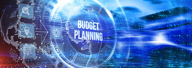 Budget planning business finance concept on virtual screen interface. Business, technology concept. 3d illustration