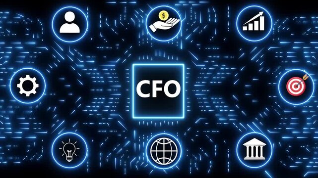Chief Financial Officer CFO concept with digital network and financial icons finance money