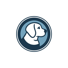 Stylized Dog Profile Logo in Blue Circle, Modern Design