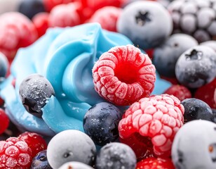 Frosted cake and berries