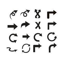 Minimal black arrow icons set | rotation, direction, and navigation vector symbols