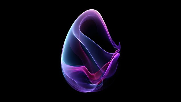 Abstract ethereal glowing translucent form with vibrant purple and pink hues swirling in darkness evoking a sense of cosmic energy and fluid motion