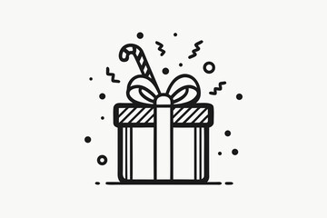 Candy cane explosion festive gift box silhouette icon  