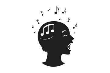 Carol singer head minimal silhouette winter song icon  