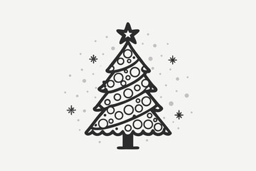 Ornament filled tree silhouette christmas holiday decoration icon