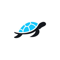 Stylized Turtle Logo: Black Body, Light Blue Shell with White Lines