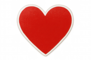 Red heart symbol with white border, representing love, romance, passion, and valentine's day on transparent background