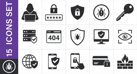 Security icons set isolated on white background. Cybersecurity icons set for digital protection  and data security concepts. A collection of flat design icons representing cybersecurity elements © Md Hafijul
