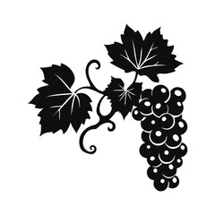Grapes bunch illustration, vineyard fruit drawing, wine grapes art, grapevine leaves sketch, vintage grape cluster for design and decoration