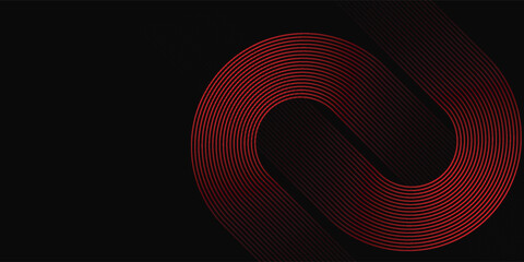 Abstract red glowing geometric lines on black background. Modern shiny red diagonal rounded lines graphic design. eps 10