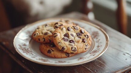 A close-up of freshly baked cookies on a plate.