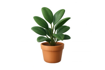 Obraz premium Green houseplant growing in a terracotta pot, representing nature, home decor, and environmental concepts