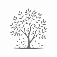 Obraz premium Stylized silhouette of a deciduous tree with falling leaves