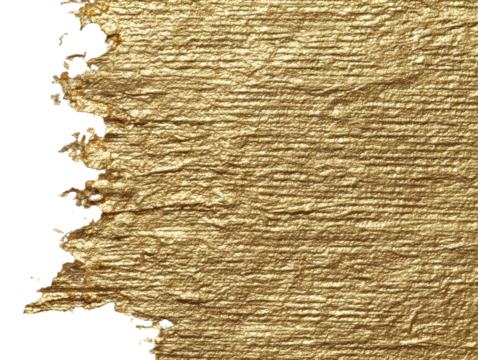 Gold-leafed, textured paper strip with uneven edges