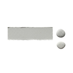 Textured transparent recycled paper strip with rough torn edges, angled centrally beside a smooth polished river stone, on a seamless pale gray background with bright studio light, natural elegance