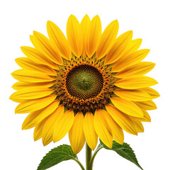 Fototapeta premium Vibrant sunflower with golden petals against a solid black background