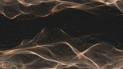 Abstract flowing waves with golden particles create dreamy atmosphere