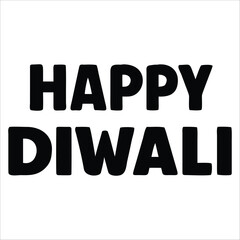 This image is a simple, bold, black and white graphic featuring the words "HAPPY DIWALI" stacked one above the other. The letters are thick and sans-serif, creating a clean and impactful presentation.