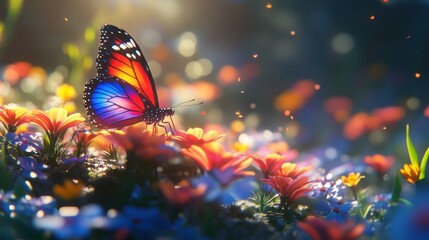 Close-up of a butterfly on a flower, emphasizing colors and details.