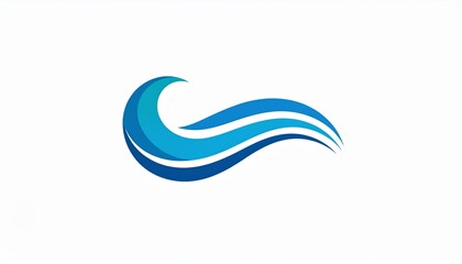 Fototapeta premium Stylized blue wave logo design element on white background.