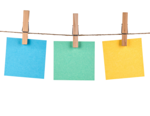 blank note papers on a clothesline