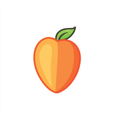Vibrant peach illustration with a green leaf perfect for foodrelated designs and projects.