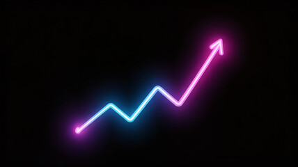 A neon graph showing upward trend and growth, symbolizing success and progress in business and finance