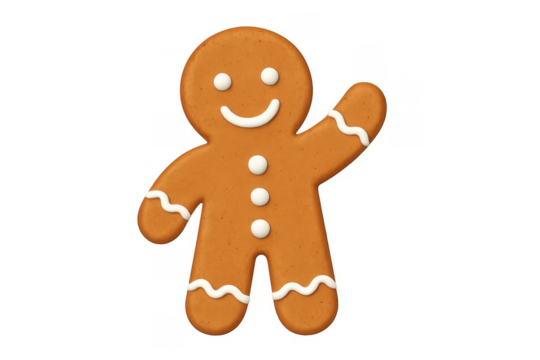 Gingerbread man waving festive winter holiday sweet - Powered by Adobe