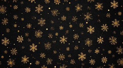 Elegant christmas background featuring shimmering gold snowflakes on a black backdrop, luxurious holiday design perfect for festive greeting cards, winter party invitations, and sophisticated seasonal