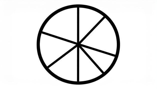 Simple black and white pie chart divided into seven sections.