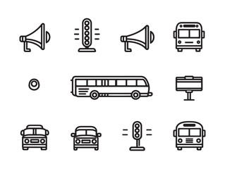 Bus Horn Line Art Simple Shape