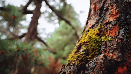 Obraz premium Woodland Forest Detailed Focus on Natural Elements