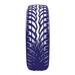 Vintage tire tread design illustrating traction on a white background suitable for graphics