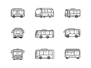 Bus in Motion Line Art Through City