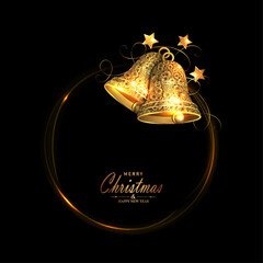 Merry Christmas. Isolated purple background of tinsel and stars.