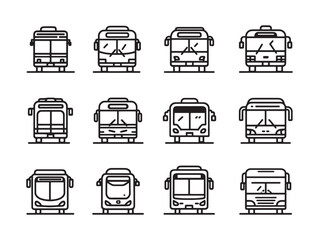 Bus Parking Line Art Urban Transit Scene